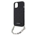 Калъф за iPhone 14 - Karl Lagerfeld Saffiano Monogram Chain (KLHCP14SSACKLHPK) - Черен