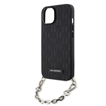 Калъф за iPhone 14 - Karl Lagerfeld Saffiano Monogram Chain (KLHCP14SSACKLHPK) - Черен