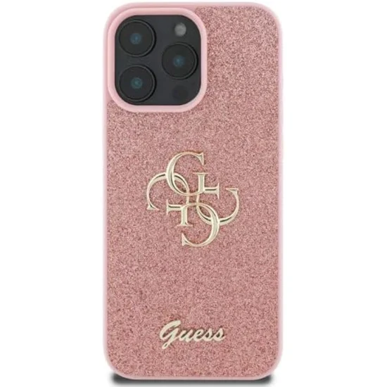 Калъф за iPhone 16 Pro - Guess Glitter Fixed Big 4G (GUHCP16LHGG4SGP) - Розов