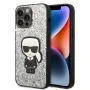 Калъф за iPhone 14 Pro Max - Karl Lagerfeld Hardcase Glitter (KLHCP14XGFKPG) - Silver Flakes Ikonik
