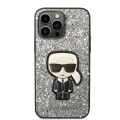 Калъф за iPhone 14 Pro Max - Karl Lagerfeld Hardcase Glitter (KLHCP14XGFKPG) - Silver Flakes Ikonik