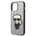 Калъф за iPhone 14 Pro Max - Karl Lagerfeld Hardcase Glitter (KLHCP14XGFKPG) - Silver Flakes Ikonik