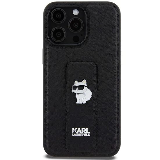 Калъф за iPhone 14 Pro Max - Karl Lagerfeld Saffiano Gripstand (KLHCP14XGSACHPK) - Choupette