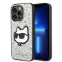 Калъф за iPhone 14 Pro Max - Karl Lagerfeld Hardcase Glitter (KLHCP14XG2CPS) - Silver Choupette Patch