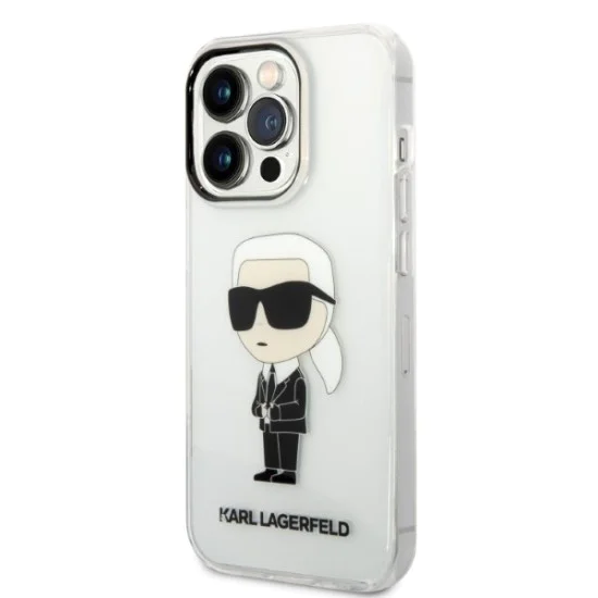 Калъф iPhone 14 Pro Max - Karl Lagerfeld Hardcase Transparent (KLHCP14XHNIKTCT) - Ikonik Karl Lagerfeld