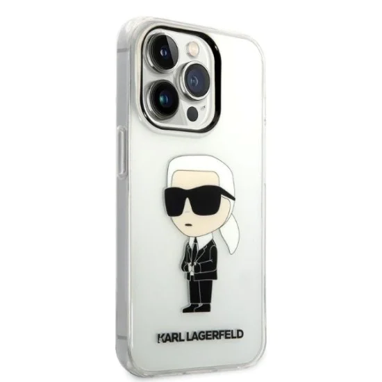 Калъф iPhone 14 Pro Max - Karl Lagerfeld Hardcase Transparent (KLHCP14XHNIKTCT) - Ikonik Karl Lagerfeld