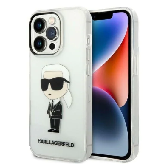 Калъф iPhone 14 Pro Max - Karl Lagerfeld Hardcase Transparent (KLHCP14XHNIKTCT) - Ikonik Karl Lagerfeld