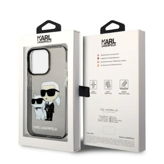 Калъф за iPhone 14 Pro Max - Karl Lagerfeld Hardcase Glitter (KLHCP14XHNKKCTGK) - Karl&Choupette