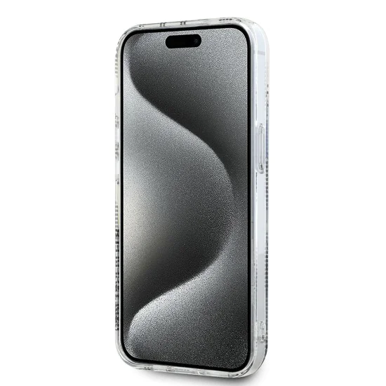 Калъф за iPhone 15 - Karl Lagerfeld IML Luxury (KLHCCHCP15SHKLLPCHT) - Transparent Choupette Head&Monogram
