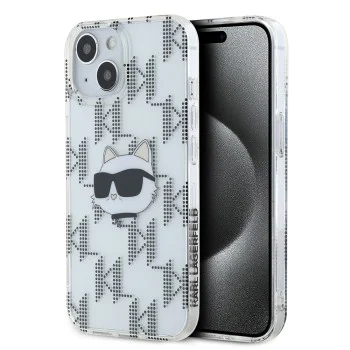 Калъф за iPhone 15 - Karl Lagerfeld IML Luxury (KLHCCHCP15SHKLLPCHT) - Transparent Choupette Head&Monogram