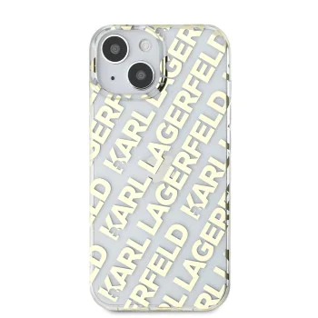 Калъф за iPhone 15 - Karl Lagerfeld IML Luxury (KLHCHCP15SHKFOEMD) - Gold Fullover Logo