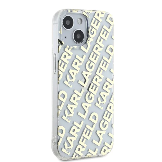 Калъф за iPhone 15 - Karl Lagerfeld IML Luxury (KLHCHCP15SHKFOEMD) - Gold Fullover Logo