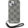Калъф за iPhone 15 - Karl Lagerfeld IML Luxury (KLHCCHCP15SHKKDPNSK) - Mono KL Pattern&Cord