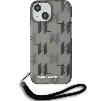Калъф за iPhone 15 - Karl Lagerfeld IML Luxury (KLHCCHCP15SHKKDPNSK) - Mono KL Pattern&Cord