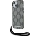 Калъф за iPhone 15 - Karl Lagerfeld IML Luxury (KLHCCHCP15SHKKDPNSK) - Mono KL Pattern&Cord