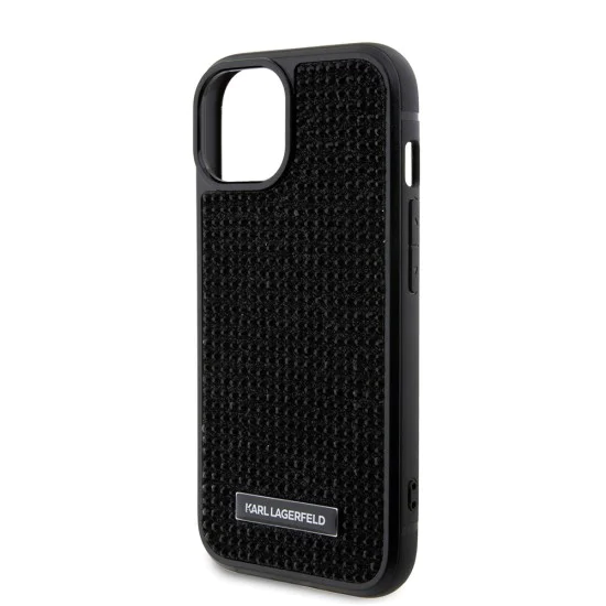 Калъф за IPhone 15 - Karl Lagerfeld Hardcase Rhinestone (KLHCHCP15SHDSPLK) - Метална плоча с лого