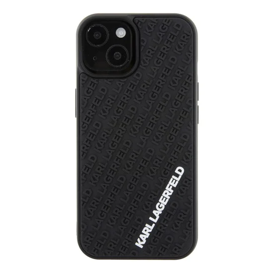 Калъф за iPhone 15 - Karl Lagerfeld 3D Design (KLHCP15S3DMKRLK) - гумено мулти лого