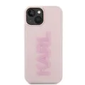 Калъф за iPhone 15 - Karl Lagerfeld 3D Design (KLHCP15S3DMBKCP) - Розово гумено блестящо лого