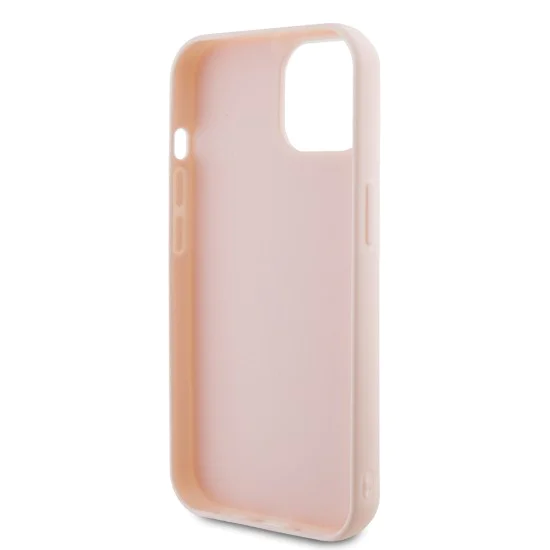 Калъф за iPhone 15 - Karl Lagerfeld 3D Design (KLHCP15S3DMBKCP) - Розово гумено блестящо лого