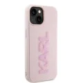 Калъф за iPhone 15 - Karl Lagerfeld 3D Design (KLHCP15S3DMBKCP) - Розово гумено блестящо лого