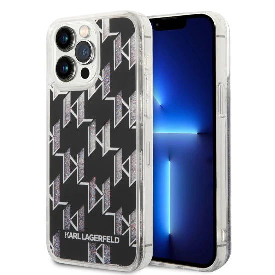 Калъф за iPhone 14 Pro Max - Karl Lagerfeld Hardcase Liquid Glitter (KLHCP14XLMNMK) - монограм