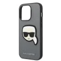 Калъф за iPhone 14 Pro Max - Karl Lagerfeld Saffiano (KLHCP14XSAPKKHG) - Silver Karl`s Head