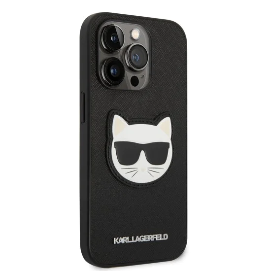 Калъф за iPhone 14 Pro Max - Karl Lagerfeld Saffiano (KLHCP14XSAPCHK) - Choupette Head