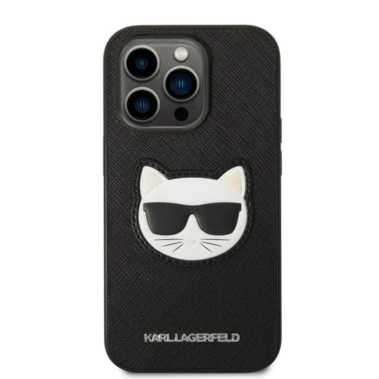 Калъф за iPhone 14 Pro Max - Karl Lagerfeld Saffiano (KLHCP14XSAPCHK) - Choupette Head