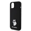 Калъф за iPhone 15 Plus - Karl Lagerfeld Silicone (KLHCP15MSMHCHCNPK) - Choupette Metal Pin