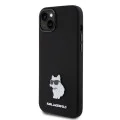 Калъф за iPhone 15 Plus - Karl Lagerfeld Silicone (KLHCP15MSMHCHCNPK) - Choupette Metal Pin