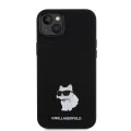 Калъф за iPhone 15 Plus - Karl Lagerfeld Silicone (KLHCP15MSMHCHCNPK) - Choupette Metal Pin