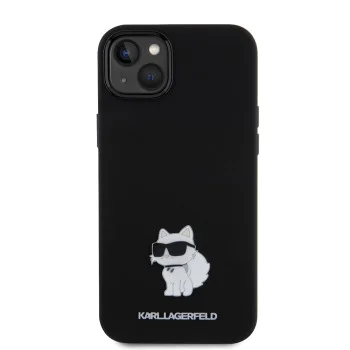 Калъф за iPhone 15 Plus - Karl Lagerfeld Silicone (KLHCP15MSMHCHCNPK) - Choupette Metal Pin