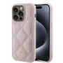 Калъф за iPhone 15 Pro - Guess Quilted Metal Logo (GUHCP15LPSQQSQSP) - Розов