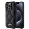 Калъф за iPhone 15 Pro Max - Guess Quilted Metal Logo (GUHCP15XPSQSQQSK) - Черен