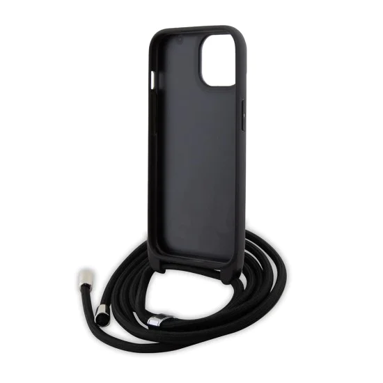 Калъф за iPhone 15 Plus - Karl Lagerfeld Saffiano Crossbody (KLHCP15MSAKAKCPSK) - Metal Pin Karl&Choupette