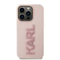 Калъф за iPhone 15 Pro - Karl Lagerfeld 3D Design (KLHCHCP15L3DMBKCP) - розово гумено блестящо лого