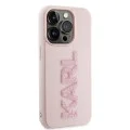 Калъф за iPhone 15 Pro - Karl Lagerfeld 3D Design (KLHCHCP15L3DMBKCP) - розово гумено блестящо лого