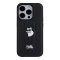 Калъф за iPhone 15 Pro - Karl Lagerfeld Saffiano Gripstand (KLHCP15LGSACHPK) - Choupette Pins