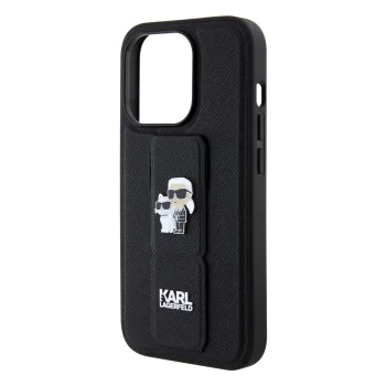 Калъф за iPhone 15 Pro - Karl Lagerfeld Saffiano Gripstand (KLHCP15LGSAKCPK) - Karl&Choupette Pins