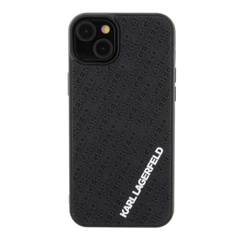 Калъф за iPhone 15 Plus - Karl Lagerfeld 3D Design (KLHCP15M3DMKRLK) - гумено мулти лого