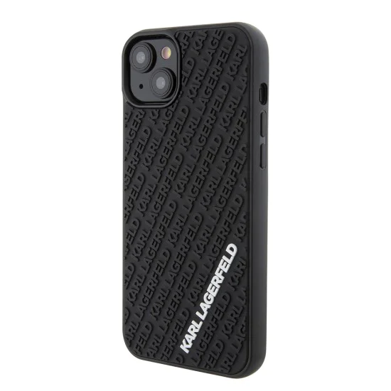 Калъф за iPhone 15 Plus - Karl Lagerfeld 3D Design (KLHCP15M3DMKRLK) - гумено мулти лого