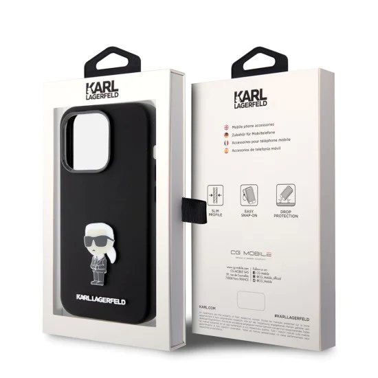 Калъф за iPhone 15 Pro - Karl Lagerfeld Silicone (KLHCP15LSMHMHKKNPK) - Ikonik