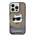 Калъф за iPhone 14 Pro Max - Karl Lagerfeld Hardcase Glitter (KLHCP14XLNCHCKCK) - Choupette Head