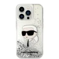 Калъф за iPhone 14 Pro Max - Karl Lagerfeld Hardcase Glitter (KLHCP14XLNKHCH) - Silver Karl Head