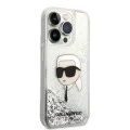 Калъф за iPhone 14 Pro Max - Karl Lagerfeld Hardcase Glitter (KLHCP14XLNKHCH) - Silver Karl Head