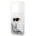 Калъф за iPhone 14 Pro Max - Karl Lagerfeld Hardcase Glitter (KLHCP14XLNKHCH) - Silver Karl Head