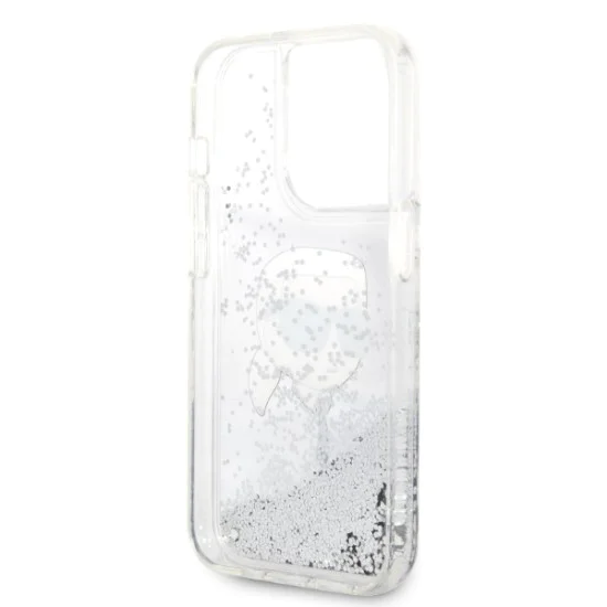 Калъф за iPhone 14 Pro Max - Karl Lagerfeld Hardcase Glitter (KLHCP14XLNKHCH) - Silver Karl Head