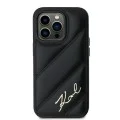 Калъф за iPhone 14 Pro Max - Karl Lagerfeld Diagonal Quilted Script (KLHCP14XPQQDSMGK) - Черен