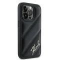 Калъф за iPhone 14 Pro Max - Karl Lagerfeld Diagonal Quilted Script (KLHCP14XPQQDSMGK) - Черен