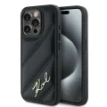 Калъф за iPhone 14 Pro Max - Karl Lagerfeld Diagonal Quilted Script (KLHCP14XPQQDSMGK) - Черен